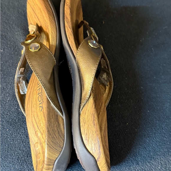 Vionic Brown Sandals with Gold Accents - Picture 3 of 8